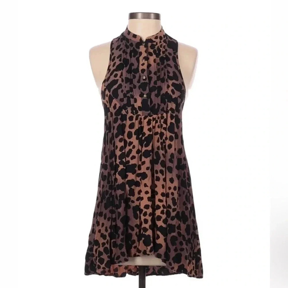 Vans | Chic Punk Leopard Print Button Down Razor Back High Low Blouse Size XS - Picture 2 of 3